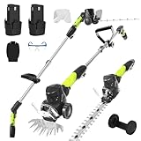 3-in-1 Cordless Hedge Trimmer: 13ft Reach & Adjustable Pole Hedge Trimmer - Lightweight with Dual Batteries - Grass Shears for Women Seniors - Garden Lawn Shrub Pruning Tool (Green)