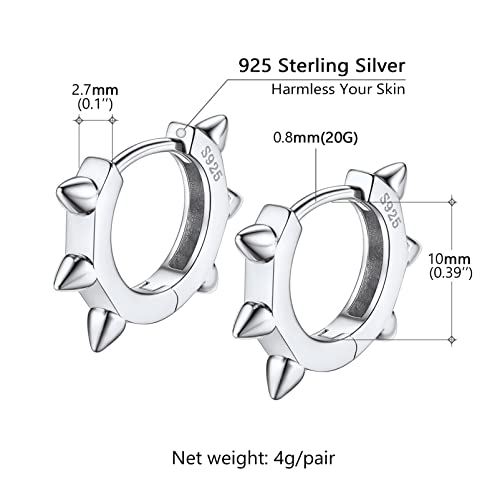 Kpop Punk Spike Earrings Women Men Sterling Silver Hedgehog Huggie Earrings #TOP3