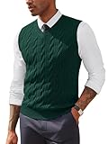 PJ PAUL JONES Herren ärmellose Strickweste V-Ausschnitt Pullunder gerippt Pullover Dunkelgrün L