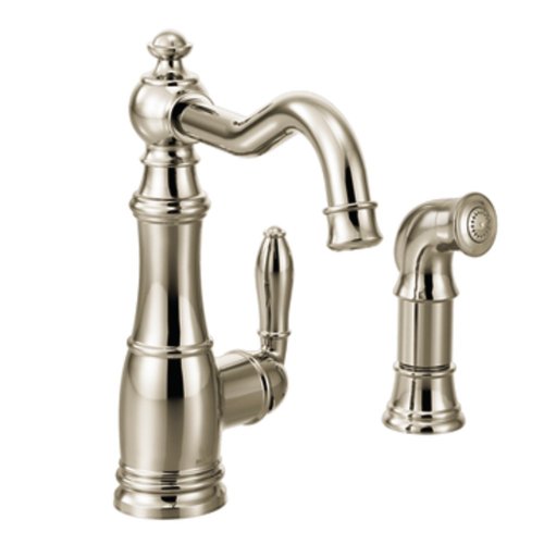 Moen S72101NL Weymouth One-Handle High Arc Kitchen Faucet, 3.50 x 12.25 x 24.75 inches, Polished Nickel