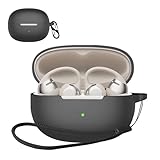 For SHOKZ OpenDots ONE ケース [HVUYAL] 紛失防止用のフックを搭載した 軽量 キズ防止 防塵 傷つきにくい 柔らかなシリカゲルのスポーツクールなデザイン 衝撃 吸収 スリム ソフト ケースカバー 落下防止保護(ブラック)