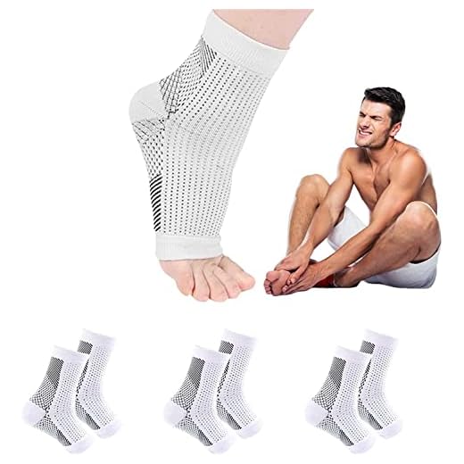 Calcetines de neuropatía, calma el dolor de neuropatía, calma los calcetines de compresión con soporte de arco para aliviar el dolor de pies y talón (S/M, blanco)