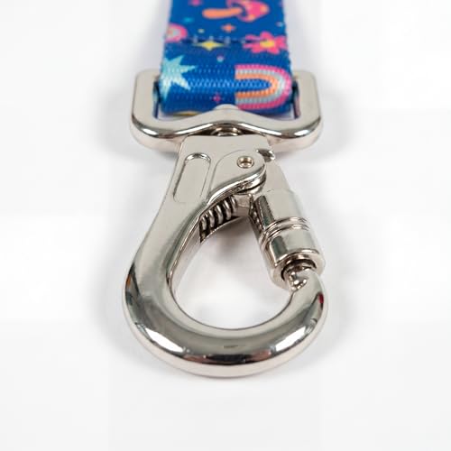 Image of Wag and Wilder Heavy Duty 5 FT Dog Leash for Large Dogs - Neoprene Padded Handle & Strong Metal Hook (Groovy Trails Blue)
