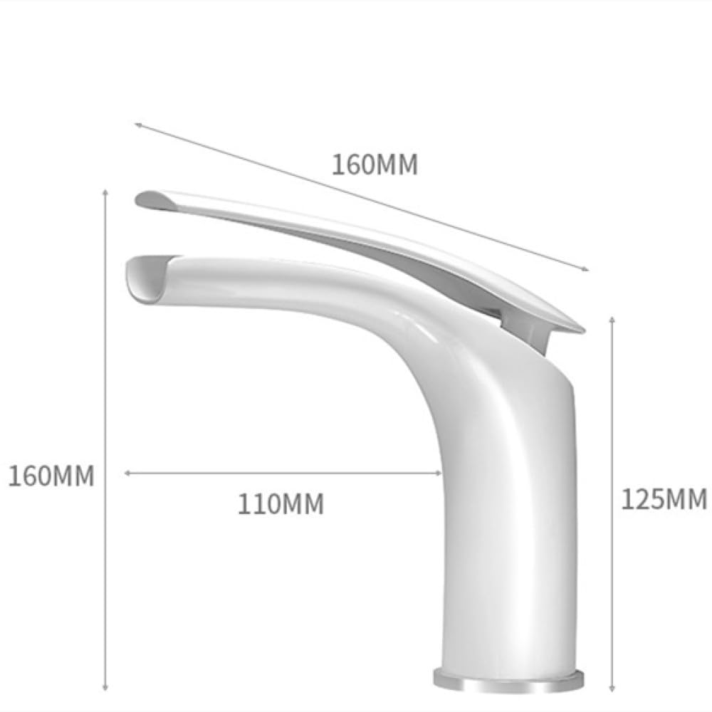 Badezimmer-Wasserfall-Waschtischarmatur, massives Messing, Weiß-Schwarz-Wasserhahn, heißes und kaltes Waschbecken, Mischbatterie, Waschbecken-Wasserhahn, SLT119PS, W