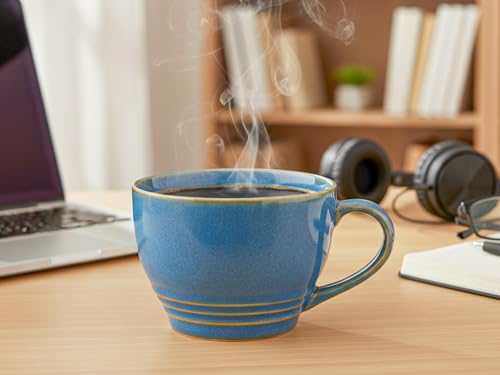 Image of Bodhi House Large Ceramic Coffee Mug | Microwave & Dishwasher Safe | Bone-Ash Free Cappuccino Mug | Multipurpose Foodgrade Latte Coffee Mug Ideal for Daily Use & Gifting (Pack of 2, 500ml | Mid Blue)