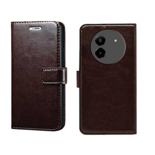 Image of Lava Blaze X 5G Flip Cover | Premium Leather Finish Flip Cover | with Card Pockets | Wallet Stand |Complete Protection Flip Cover for Lava Blaze X 5G - Coffee