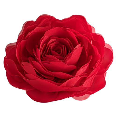 Image of JWH 3D Flower Decorative Throw Pillow Covers with Insert, Red, 14 Inch