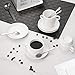 AOZITA Espresso Cups and Saucers with Spoons, Stand Rack, 19-piece Porcelain Stackable Mugs, 2.5-Ounce Demitasse Cups for Latte, Cafe Mocha