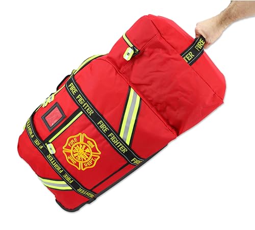 Lightning X Fireman's Value Edition XL Firefighter Step-in Turnout Gear Bag w/Wheels, Helmet Pocket and Custom Embroidered Name - RED3