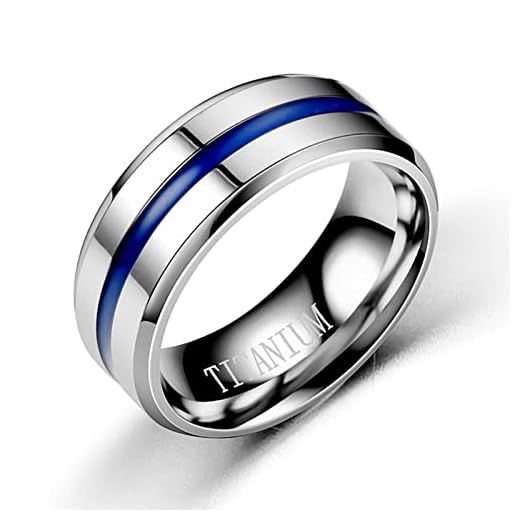 Aotiwe Anillo Compromiso Acero Inoxidable, Regalos Mujer Cumpleanos 8 mm de Plata Entre Azul Talla 22