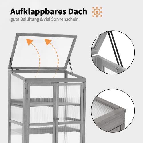 Gewächshaus Frühbeet aus Holz, für Balkon & Garten, Klein