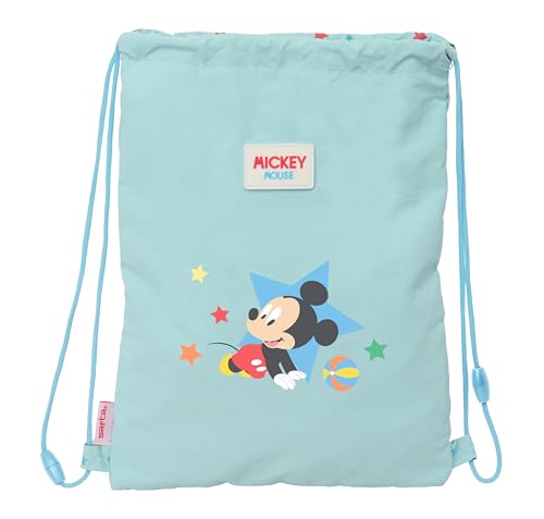 MICKEY MOUSE BABY - Mochila Saco Plano Junior, Mochila, Ideal para Niños de Diferentes Edades, Cómoda y Versátil, Calidad y Resistencia, 26x34 cm