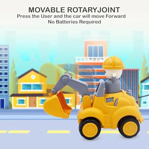 Image of ToyBharat Push & Go Construction Toy Set (Pack of 3) - Loader, Picker & Roller, Safe & Durable, for Kids 1-6 Years