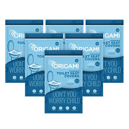 Image of Origami Disposable Toilet Seat Covers Pack of 6 (Total 60 Sheets) | Water Resistant & Biodegradable | Hygienic Protection with No Direct Contact with Unsanitary Seats | Easy to Dispose & Eco-Friendly