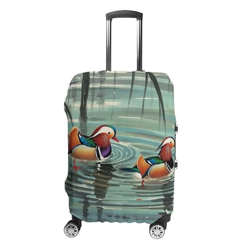 Chinese Style Mandarin Ducks Luggage Cover, Washable Elastic Suitcase Cover Protector Fit 18-32 Inch Luggage
