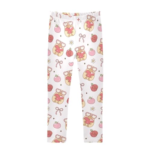 ZZKKO Girls Leggings Beautiful Valentine's Day Kabara Toddler Girls Clothes Leggings for Girls Toddler Girls Leggings 3-4T