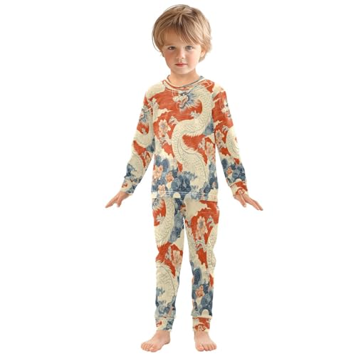 Pajama Sets Long Sleeve Dragon Cloud Soft Comfy Sleepwear 2 Piece PJS 3-8T2
