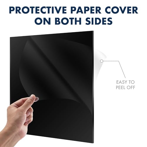 Image of Black Acrylic Sheet 12 inch x 16 inch，Black Plexiglass Sheets 1 /8 Inch Thick，Black Acrylic Panel，Acrylic Board （4-Pack