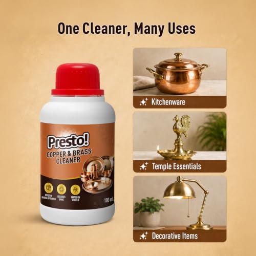 Image of Amazon Brand - Presto! Copper & Brass Cleaner Gel | 100 Ml x Pack of 2 | For Fixtures, Utensils, Artifacts & Jewellery