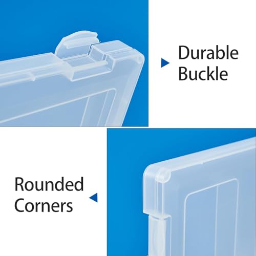 Image of 6 Packs A4 Paper Storage Boxes, 8.5 x 11 Plastic Portable Project Case for US letter Size and A4 paper, Plastic Multi-Purpose Thick Scrapbook Storage Box for Office (12.6 inchL x 9.5 inchW x 0.94 inchH)