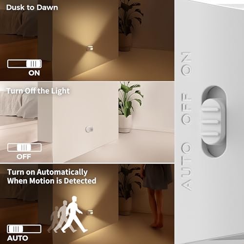 Image of DORESshop Motion Sensor Night Light Indoor, Rechargeable Night Lights, Magnetic Stick-On Stair Lights 3000K Warm White, Battery Operated Lights for Hallway,Kitchen,Closet,Bedroom
