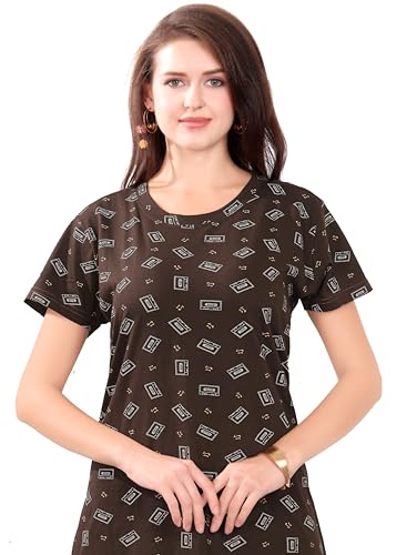 Image of Printed Knee Length Pocket Night Dresses for Women | Cat Lovers | Premium Soft Cotton Nighty | Sky Blue