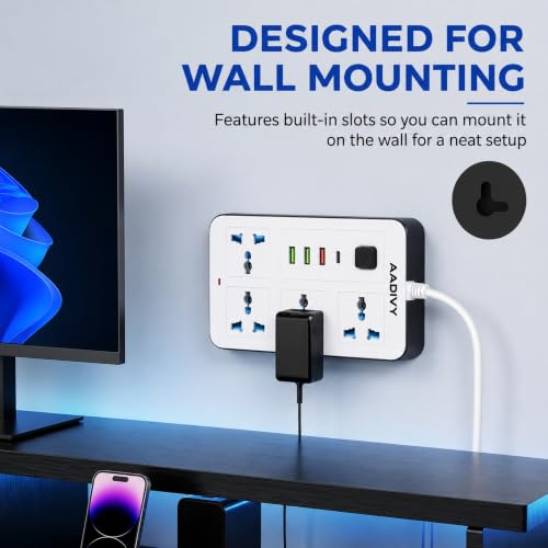 Image of 8 in1 Universal Extension Board with 4 Sockets 3 USB Ports, 1 PD Type-C Fast Charging | 2500W Heavy Duty Power Strip with Switch | 1.8 M, Cord for Home Office TV Computer Mobile