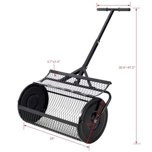 Esparcidor de turba 24" con mango en T para jardín miniatura 4