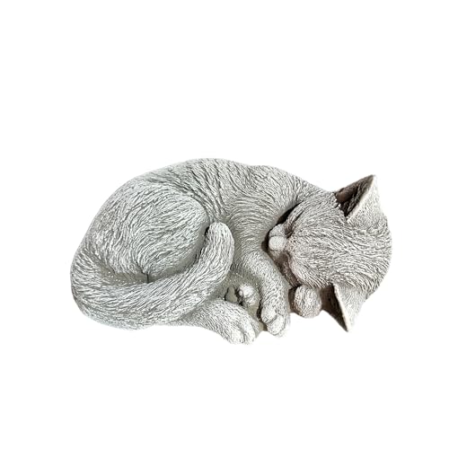OriginalPaul Skulp & Betondesign Steinfigur Katze Luna, schlafende Katze aus massiven Steinguss (Beton) frostsicher für Garten