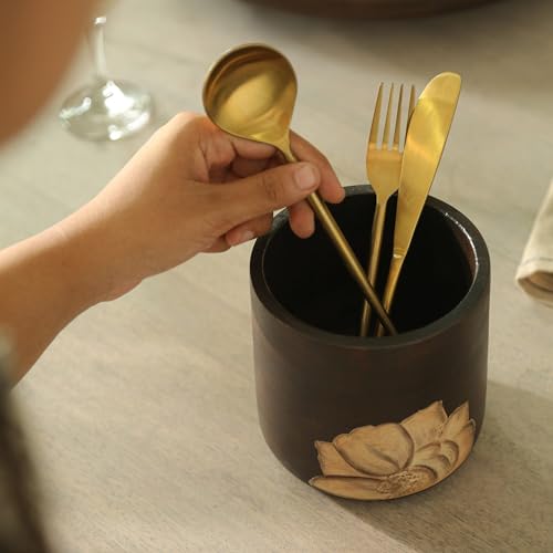 Image of Ellementry Tashi Cutlery Holder & Organizer Stand for Spoons, Forks & Knives, Modern Counter Top Tableware Storage Box for Kitchen & Dining Table, Utensil Organizer for Home & Office