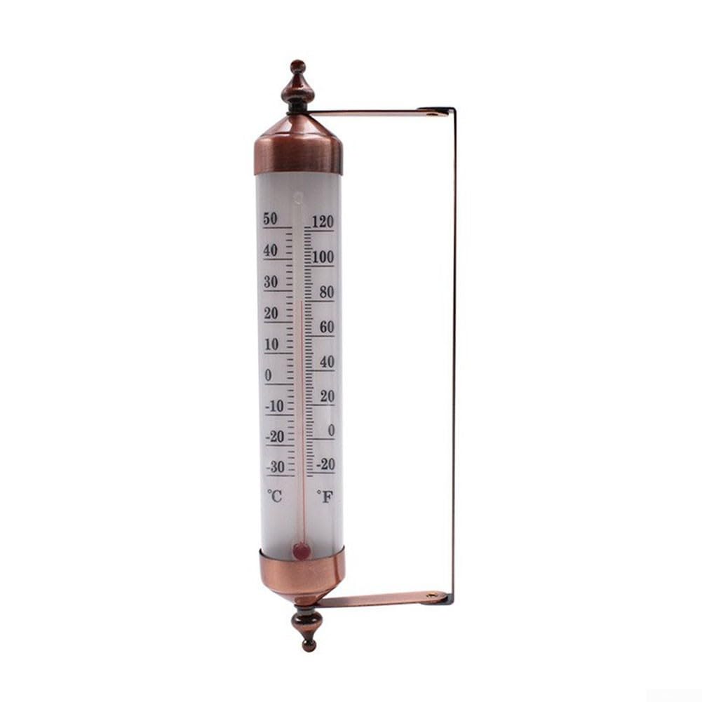 Premium 10 Inch Wall Mount Thermometer Indoor Outdoor Temperature Reader Dual Scale Fahrenheit Celsius Display Metal Construction for Home Garden Pool Office School