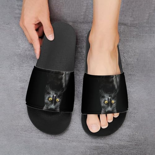 Claquettes femme chat noir : pantoufles de bain et chaussons de maison - 6