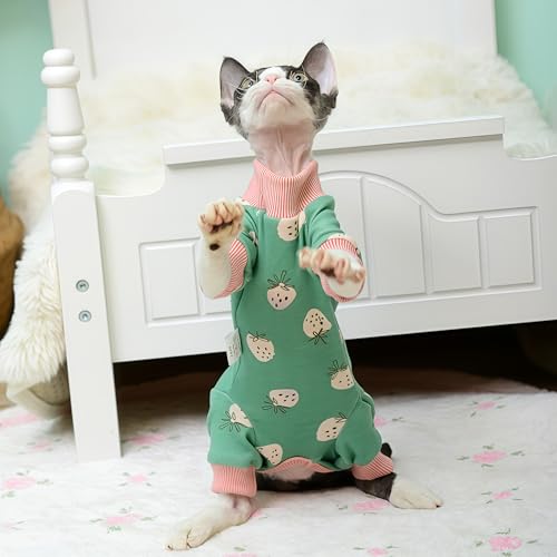Vêtement d'hiver pour chat sans poils pull coton rose doux - 2