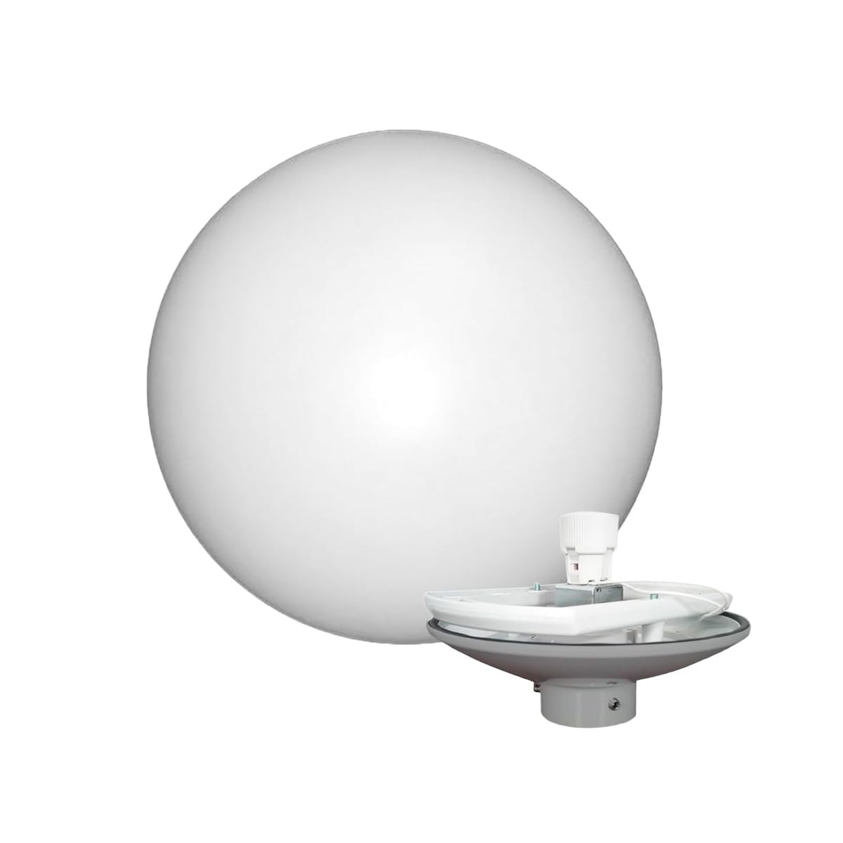 Kit de Iluminación Exterior – Difusor Esférico Polietileno 40CM Opal + Base Policarbonato E-27 Gris – Ideal para Jardines, Parques, Caminos y Espacios Públicos