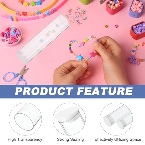 QUARKZMAN Transparente Plastik-Aufbewahrungsröhren 2 3/4 x 8(70x200mm) Polycarbonat Klare Starre Runde Aufbewahrungsröhren mit Schwarzem Deckel 2 Set