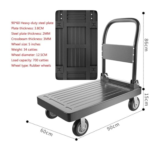 Carretilla plegable multiusos con ruedas de goma 5 pulg miniatura 2