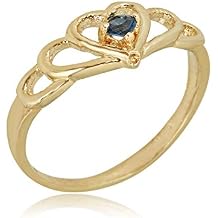 AVORA 10K Yellow Gold 2mm Birthstone Ring - All 12 Months