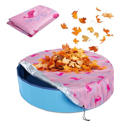 Ladadee Foldable Round Dog Swimming Pool Cover for 32/48/63 Collapsible Outdoor Tub PVC Coating Waterproof and UV Protection (S-32 * 8 inch Pink)