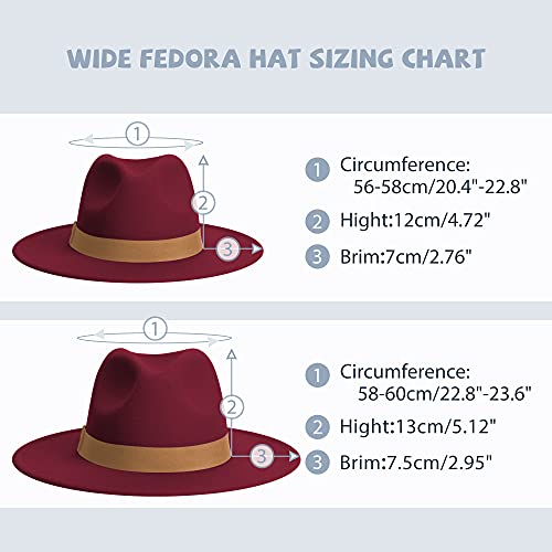 Image of Womens & Mens Fedora Hats, Wide Brim Fedora Hats for Women Men