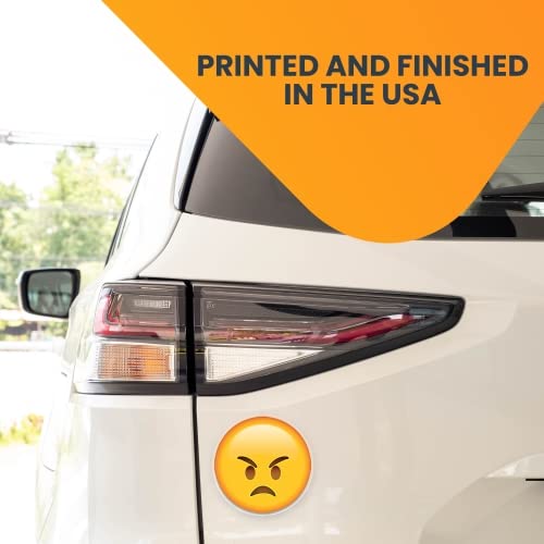 Image of Magnet Me Up Angry Face Emoticon Magnet Decal, 5 Inch Round, Cute Self-Expression Decorative Magnet for Car, Truck, SUV, Or Any Other Magnetic Surface