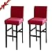 Jaotto Fundas de Silla de Bar 2 Piezas,Fundas para Taburetes Cuadrados de Cocina,Modernas Fundas Taburetes Altos Giratoria Corta Silla Lavable,Cubiertas para Taburete de Bar(Rojo,2 Pack)