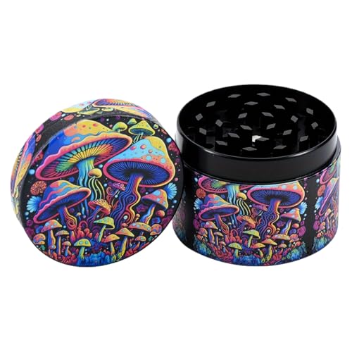 Manual pepper grinder metal grinder - four-layer adjustable grinder (2-inch abstract mushroom pattern)