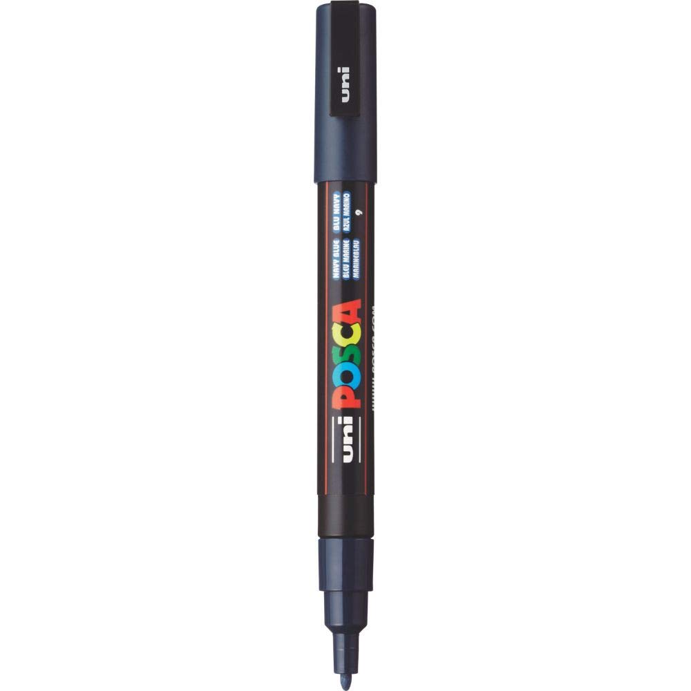 Uniball Posca 3M 0.9-1.3 mm Bullet Shaped Marker Pen (Navy Blue Ink, Pack of 1)