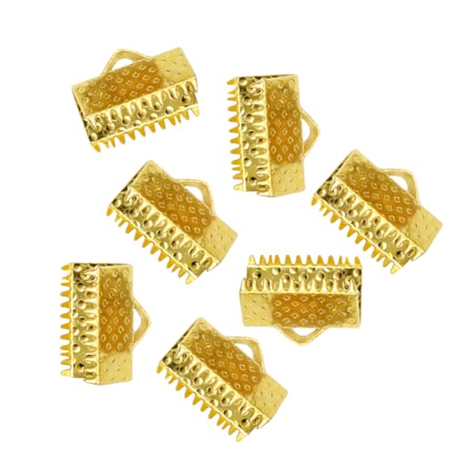 Gogogmee DIY Jewelry Making Kit 100pcs 1.3cm Metal Clip Endcap Clasps Plated Ribbon Ends Cord Clamp Buckles Zipper Clips