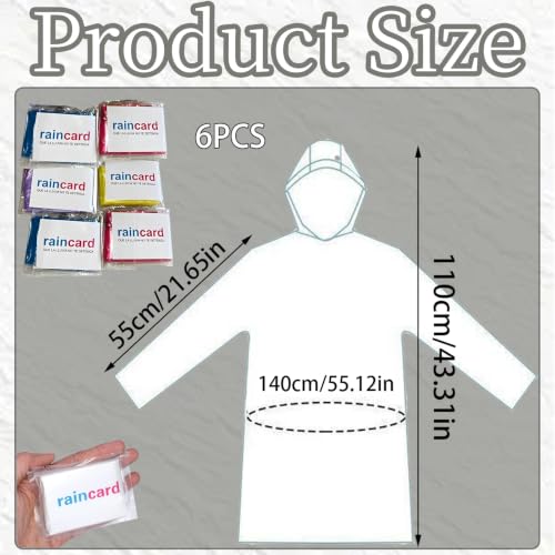 Image of 6 pcs Raincoat for Men Waterproof, Emergency Rain Protection During Sudden Showers, Compact Storage in Briefcases and Backpacks, Lightweight Packing for Travel and Hiking, Head to Toe 110