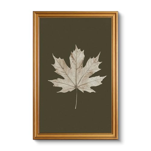 Image of VIYYIEA Vintage Gold Framed Wall Art for Living Room, Maple Leaf Canvas Prints Home Decor, Oil Painting Picture, Bedroom Wall Decor Gifts for Friends or Family -【Maple Leaf Specimen】-(24L x 16W)