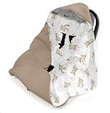 Einschlagdecke Baby Decke 90x90 cm für Babyschale – Sommerdecke atmungsaktiv & leicht, für Kinderwagen und Autositz, für Neugeborene & Kleinkinder, aus Baumwolle, Oeko-Tex - Teddy und Braun