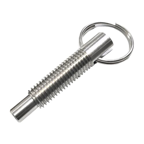 Vleant M10 Spring Plunger Self Locking with Pull Ring Retractable Bolt Threaded Pin Stainless Steel Industrial Mechanism Accessories