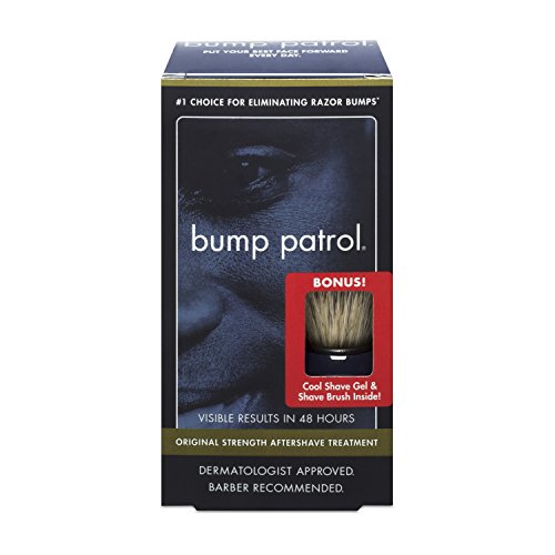 Bump Patrol Original Formula Aftershave for Razor Bumps, Razor Burn, and Ingrown Hair Treatment for Men and Women with Shave Gel and Brush