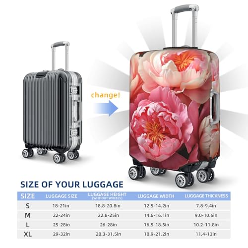 Elastic Travel Luggage Cover for Suitcase Tsa Approved Stretch Scratch-Resistant Suitcase Protector Cover Washable Peony flowers blossom Baggage Covers Fits 18-32 Inch Luggage Case2